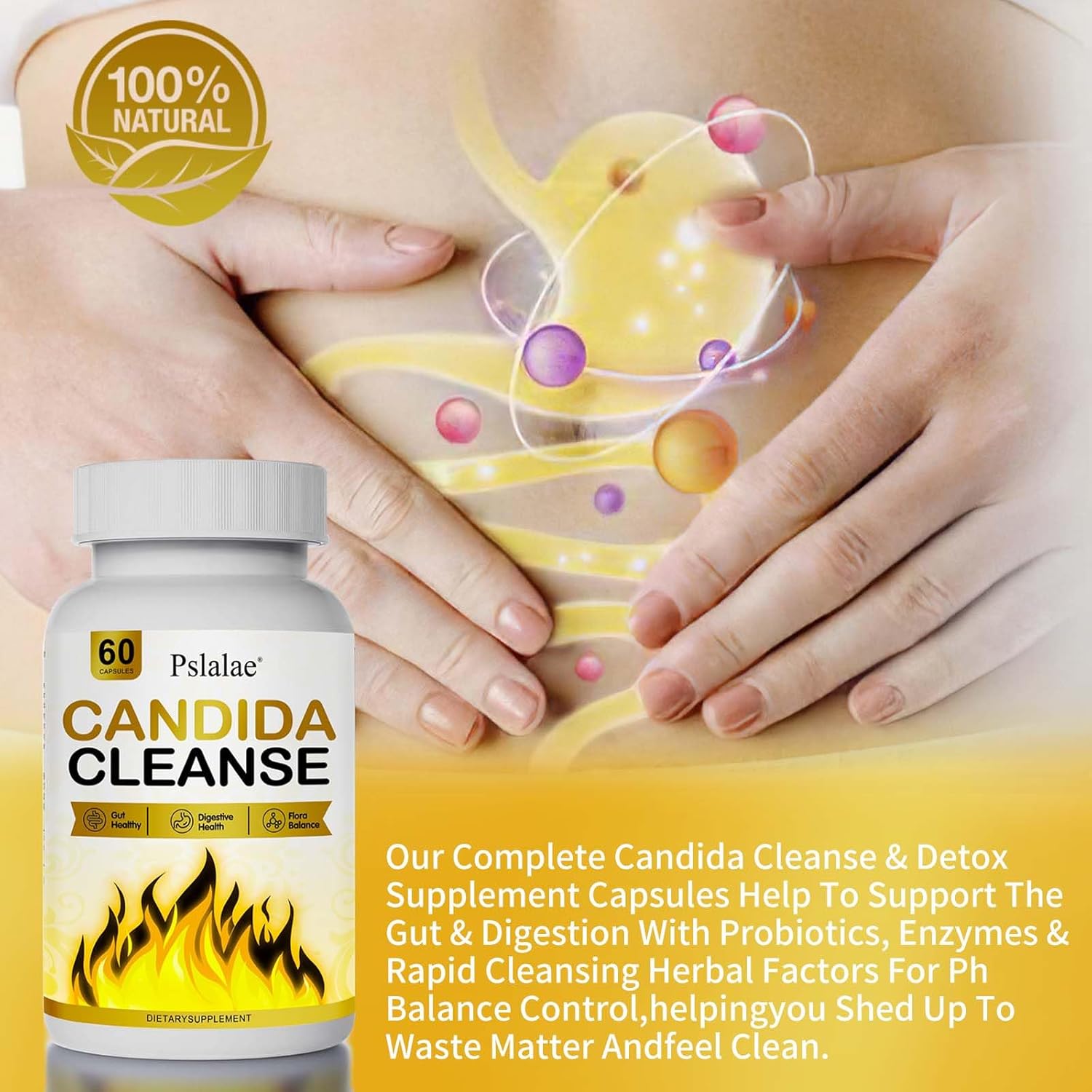 Feminine Balance Complex for Gut & Vaginal Health - Candida Cleanse Detox for Women & Men - Supports Candida Overgrowth - 60 Capsules