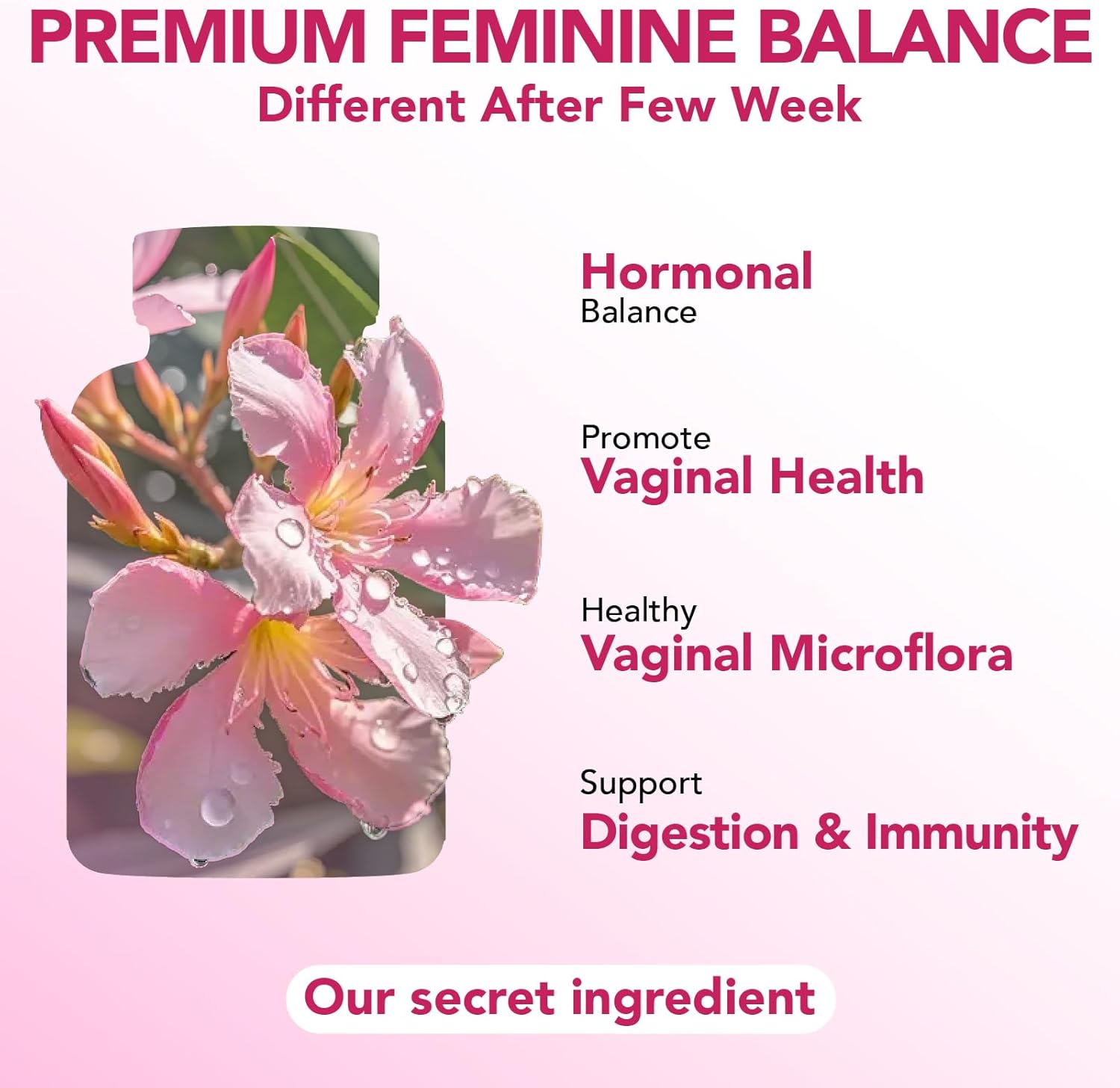 Feminine Balance Supplements for Women - Energy, Menopause & Hormone Health with Black Cohosh, Chasteberry, Probiotics - 60 Capsules