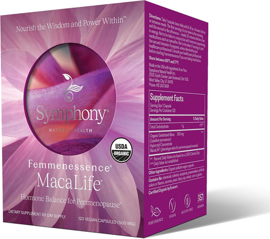 Femmenessence MacaLife: Natural Hormone Balance Supplements for Perimenopause - 120 Capsules, 60-Day Supply