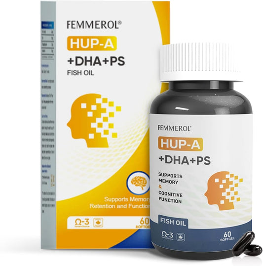 FEMMEROL Phosphatidylserine Omega 3 DHA Softgels with Huperzine A - Brain Health Support for Kids and Elderly - Cognitive Function Supplements