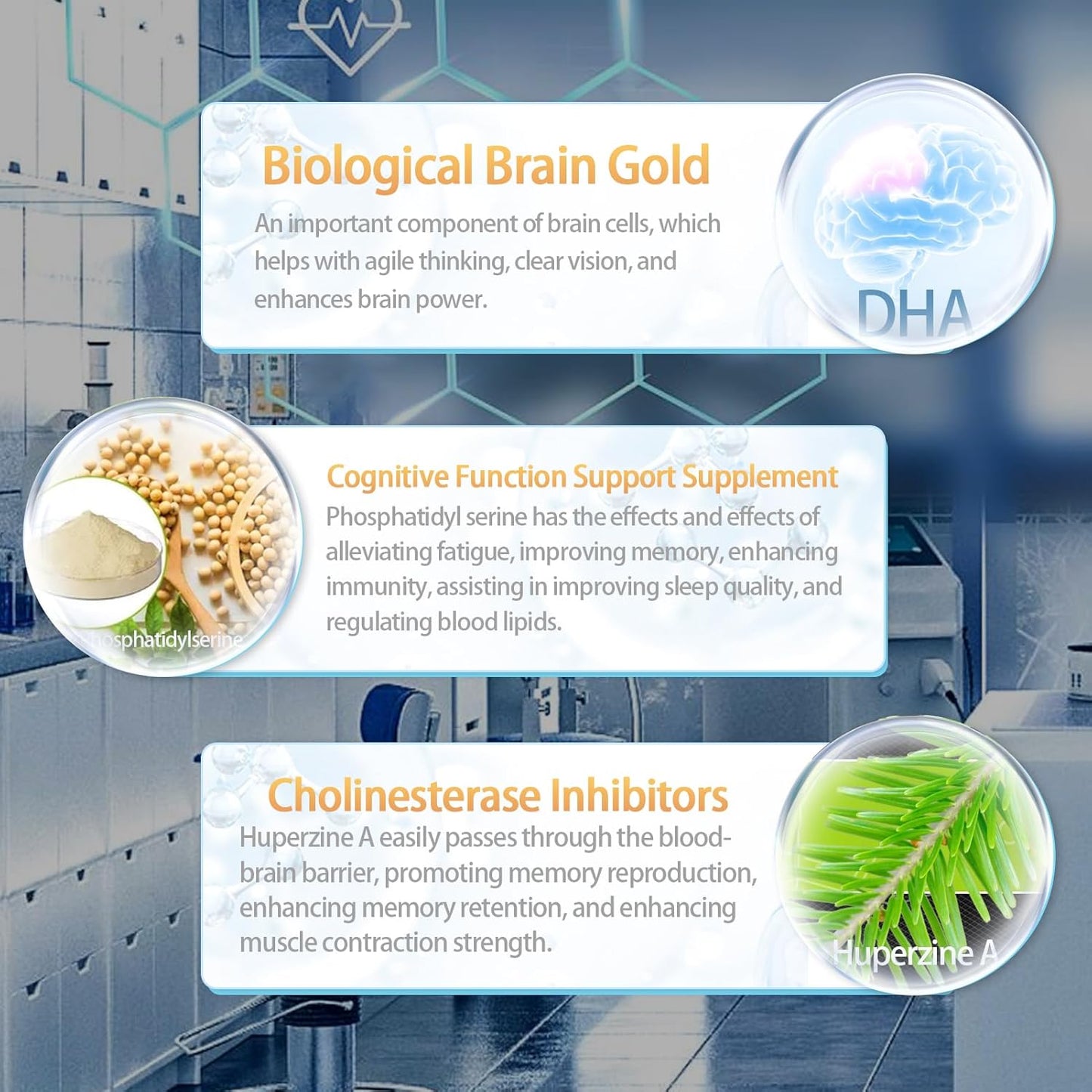 FEMMEROL Phosphatidylserine Omega 3 DHA Softgels with Huperzine A - Brain Health Support for Kids and Elderly - Cognitive Function Supplements