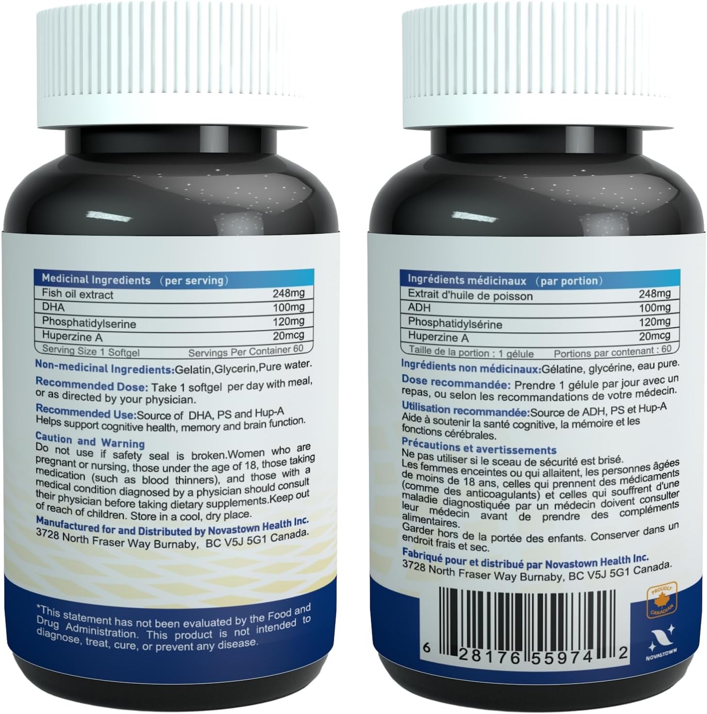 FEMMEROL Phosphatidylserine Omega 3 DHA Softgels with Huperzine A - Brain Health Support for Kids and Elderly - Cognitive Function Supplements
