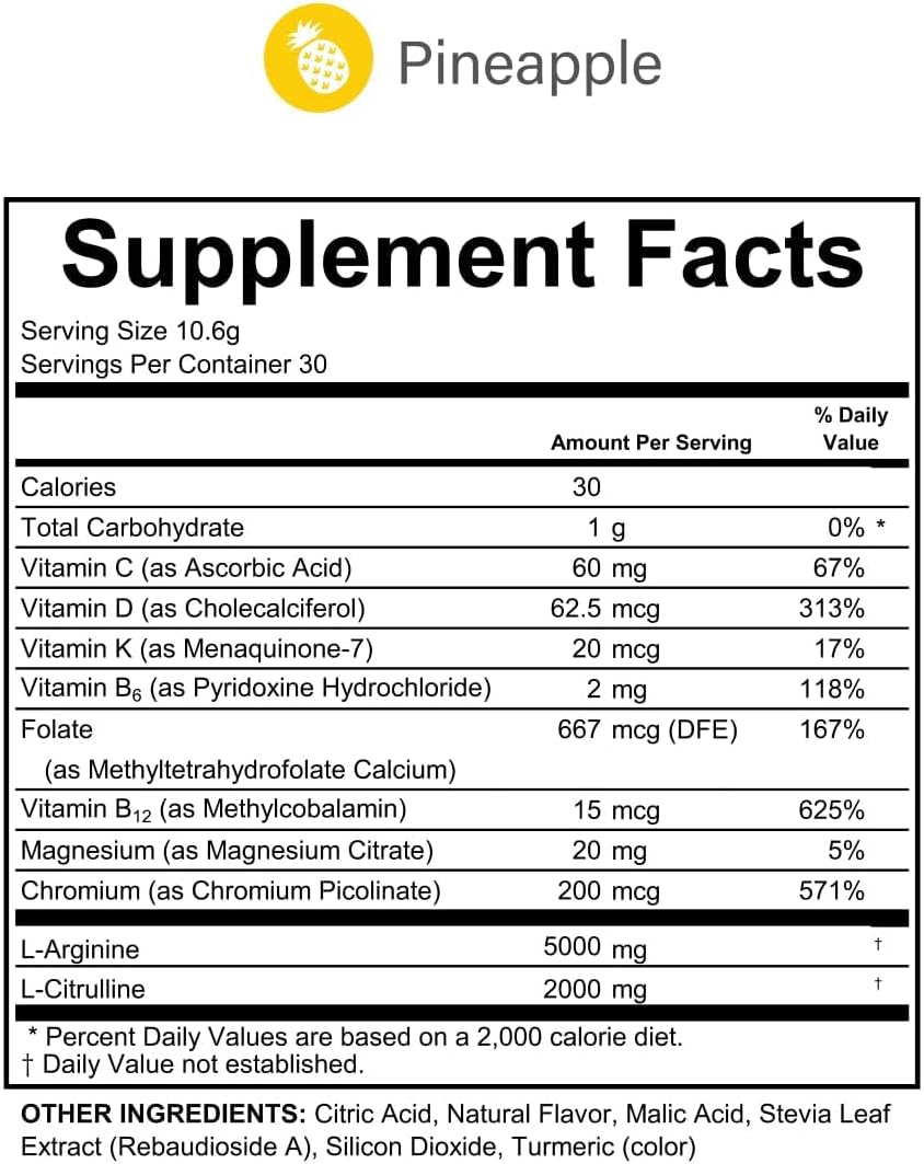 Fenix Nutrition L-Arginine Complete Supplement - Cardio Health Booster with 5000mg L Arginine for Increased Energy and Endurance