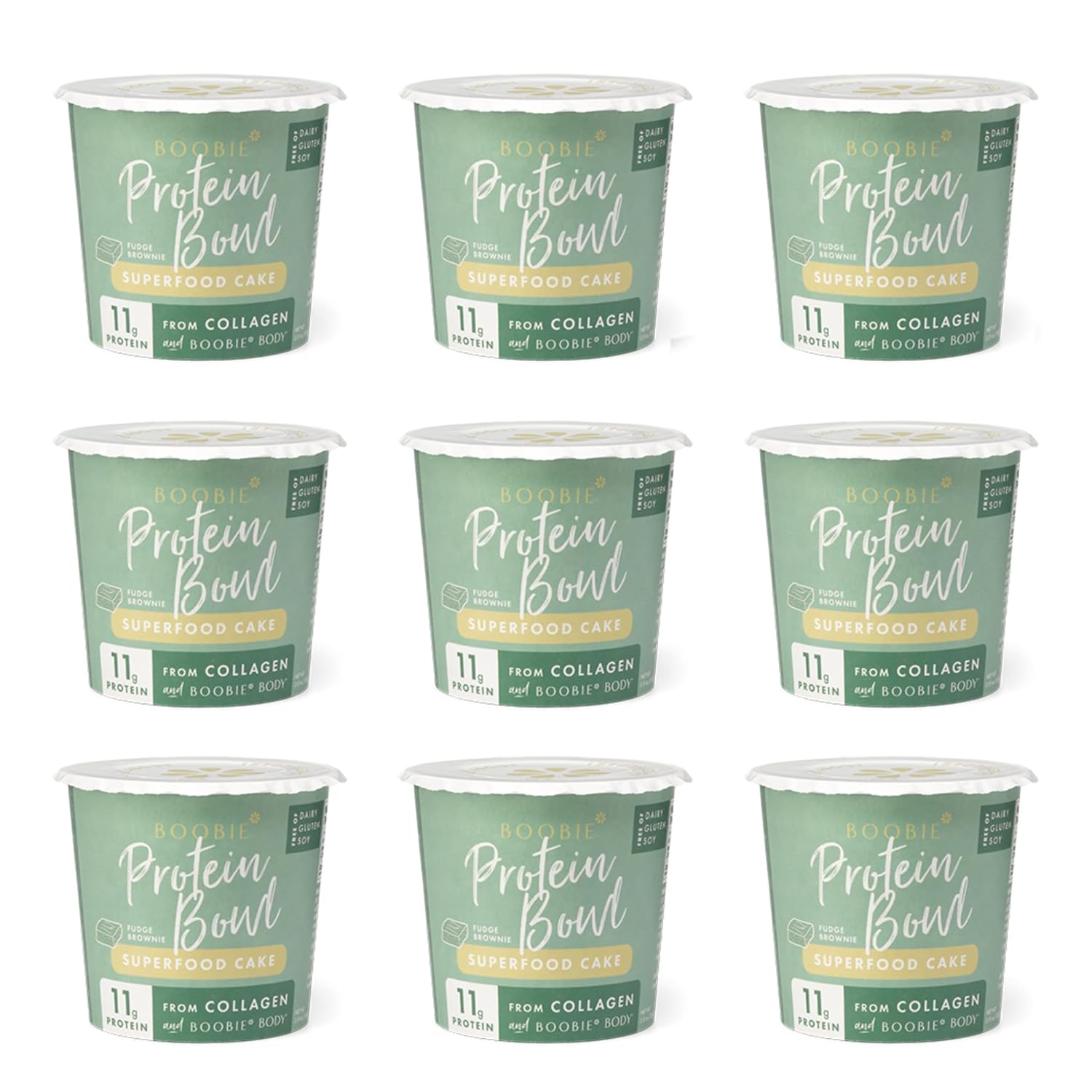 Fenugreek-Free Boobie Superfood Protein Bowl with Collagen for Lactation - Fudge Brownie (9 Count)