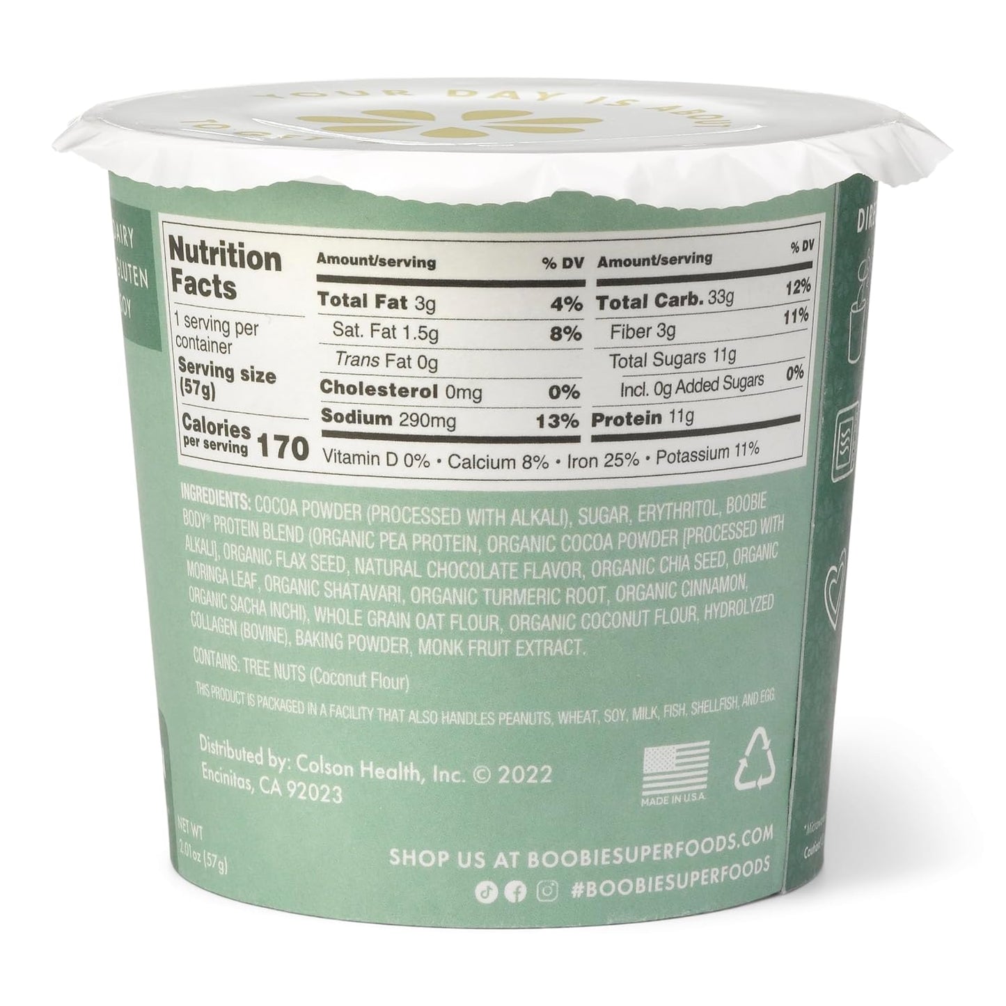 Fenugreek-Free Boobie Superfood Protein Bowl with Collagen for Lactation - Fudge Brownie (9 Count)