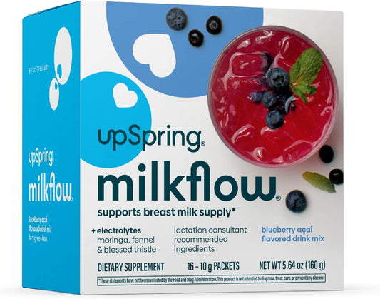 Fenugreek-Free Electrolyte Breastfeeding Drink Mix with Moringa & Blueberry Acai Flavor for Lactation Support - 16 Mixes