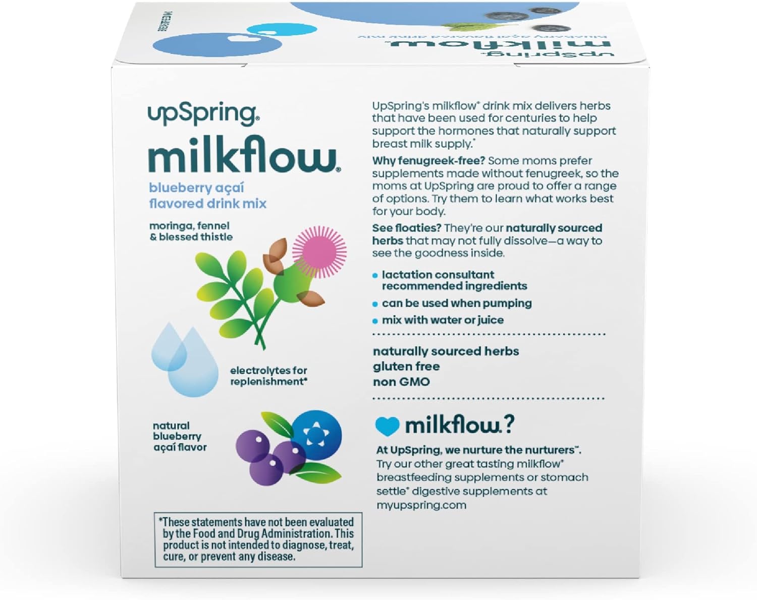 Fenugreek-Free Electrolyte Breastfeeding Drink Mix with Moringa & Blueberry Acai Flavor for Lactation Support - 16 Mixes