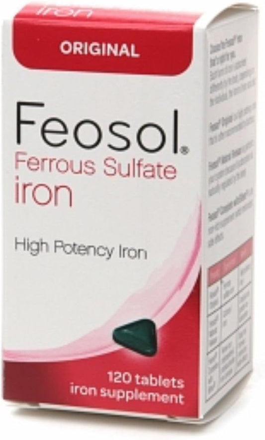 Feosol Ferrous Sulfate Iron Tablets - Original - 120 ea x 4 Pack - High Absorption Iron Supplement