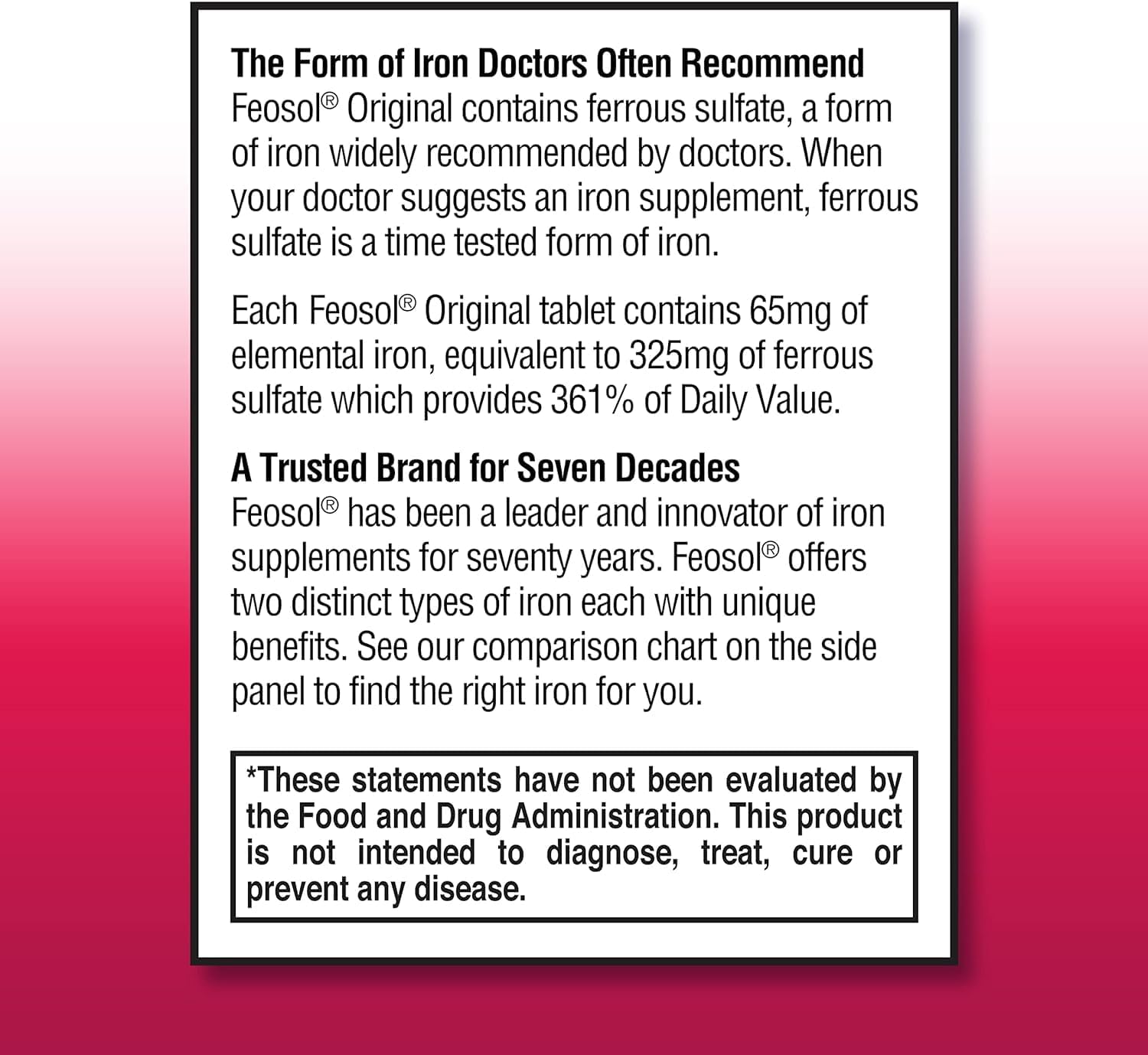 Feosol Original Iron Supplement Tablets - Non-Heme 325mg Ferrous Sulfate - 4 Month Supply - Energy & Immune Support - 120 ct (Pack of 2)
