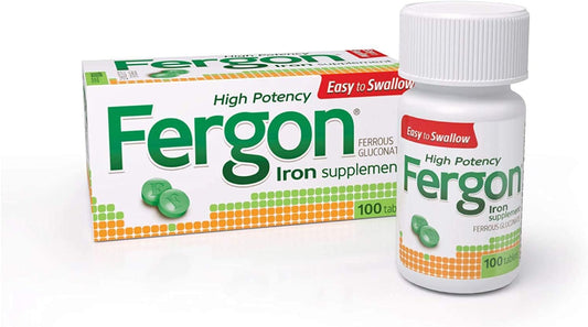 Fergon Iron Supplement Tablets - 300 Count Pack for Iron Deficiency Anaemia