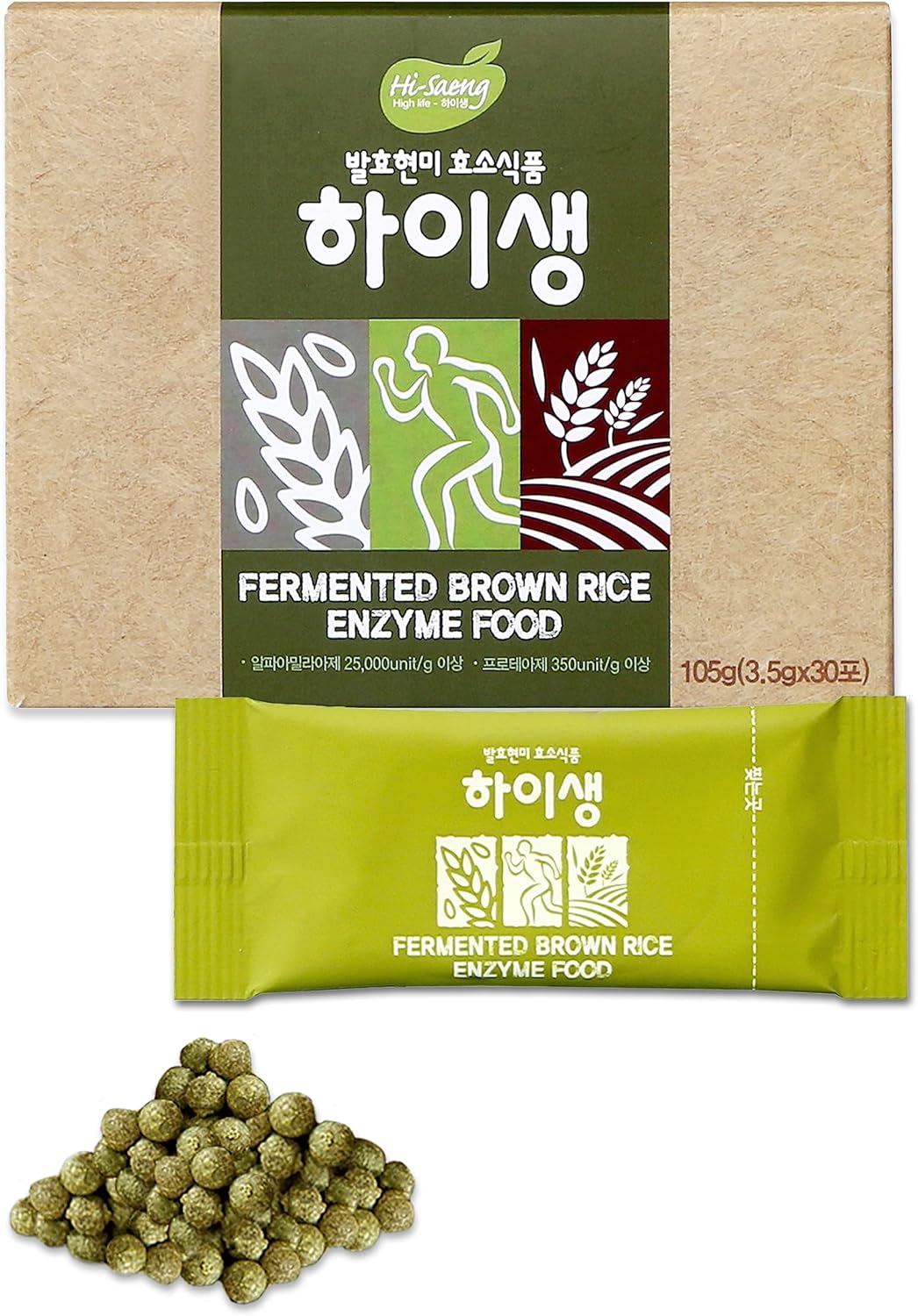 Fermented Brown Rice Enzyme Digestion Supplement 30 Packets - Supports Digestion, Constipation, Nutrient Absorption - HISAENG Probiotic Formula