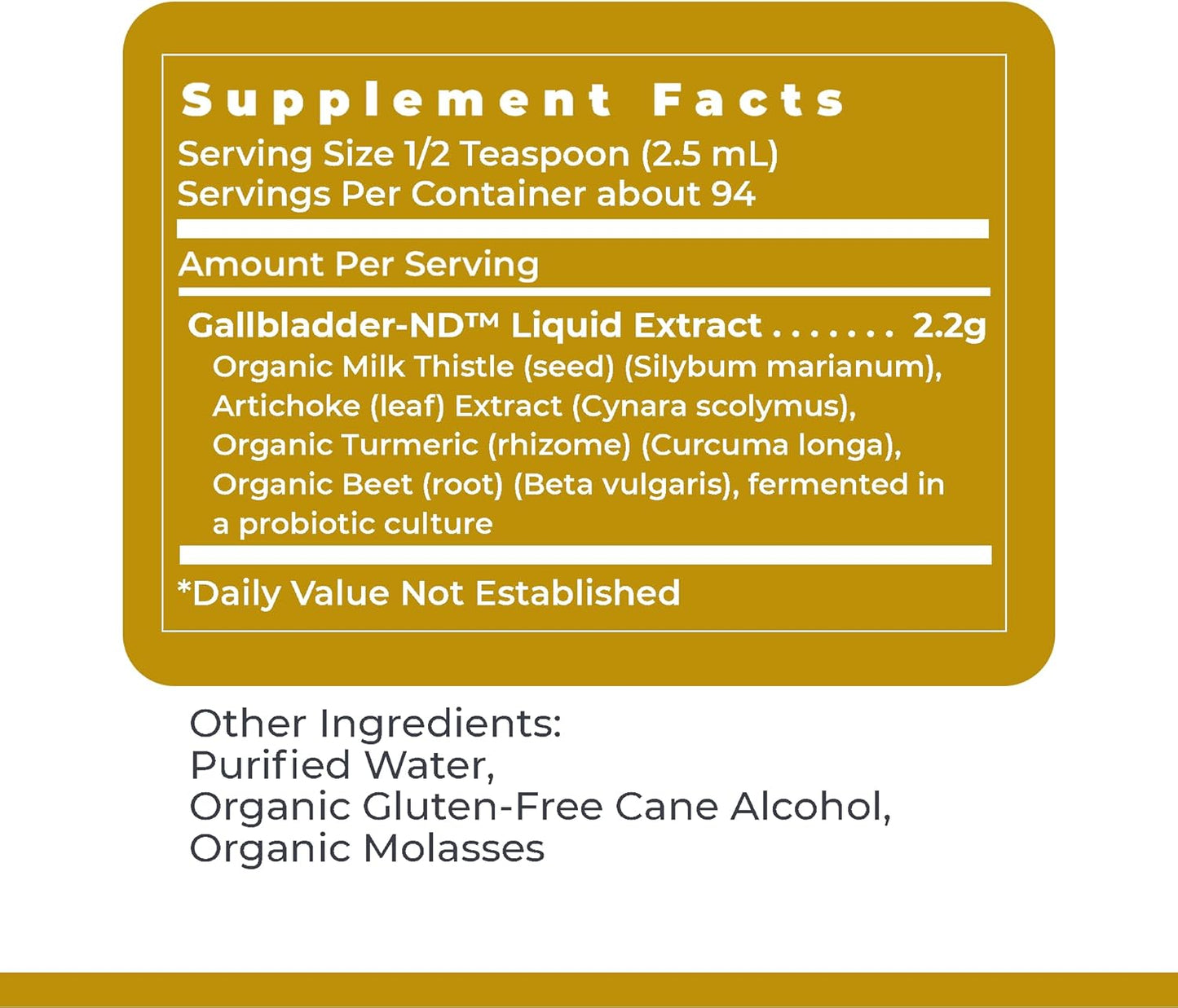 Fermented Gallbladder-ND Probiotics - Supports Gallbladder Health - Vegan Formula with Artichoke, Beetroot & Milk Thistle Extracts - 8 fl oz