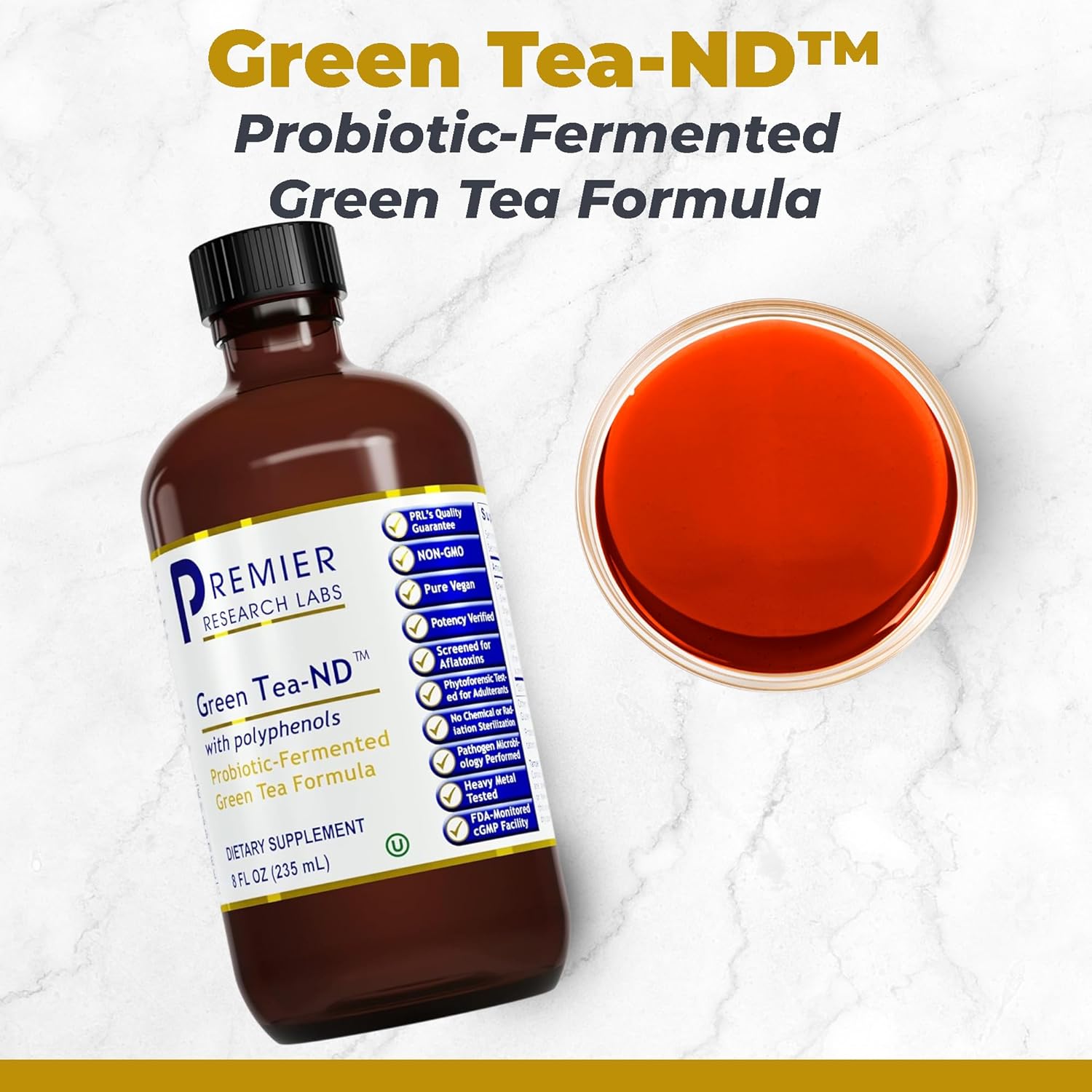 Fermented Liquid Green Tea Extract Supplement with Probiotic Formula - Vegan Digestive Support - 8 fl oz
