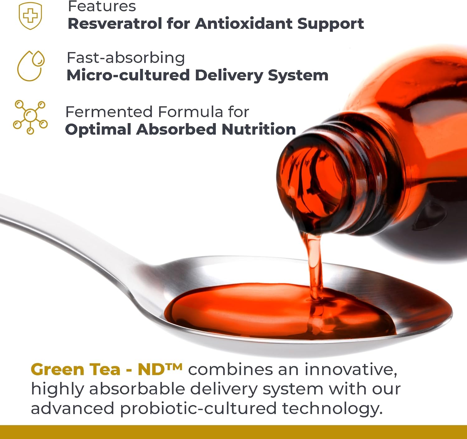 Fermented Liquid Green Tea Extract Supplement with Probiotic Formula - Vegan Digestive Support - 8 fl oz