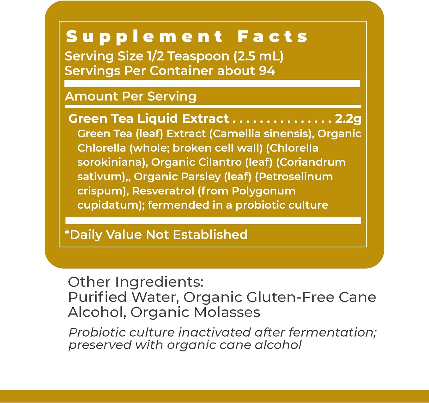 Fermented Liquid Green Tea Extract Supplement with Probiotic Formula - Vegan Digestive Support - 8 fl oz