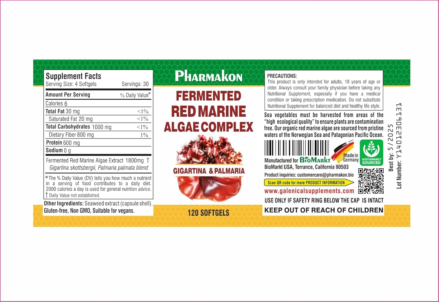 Fermented Red Marine Algae Complex with Gigartina & Dulse, Low Carrageenan, 120 Softgels