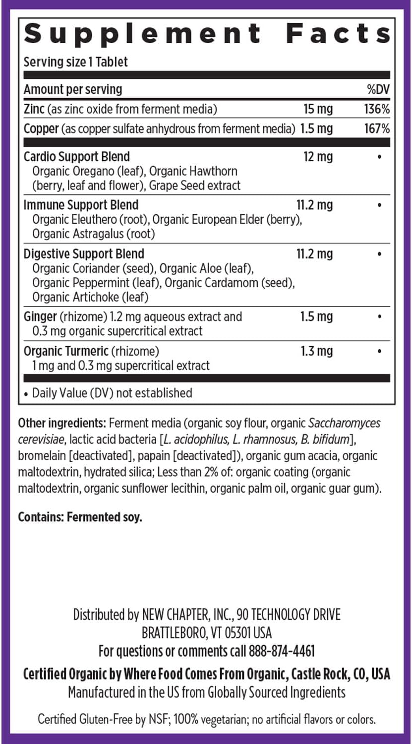Fermented Zinc Complex Supplement for Immune Support & Skin Health, Mineral-Balancing Formula with Copper, Easy-to-Swallow, 60 Count