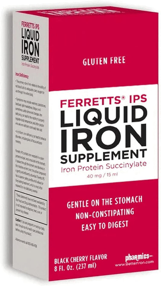 Ferretts Liquid Iron Supplement - Black Cherry Lime Flavored - 8 Fl Oz. - High Potency Iron for Kids & Pregnant Women - Non-Constipating Formula