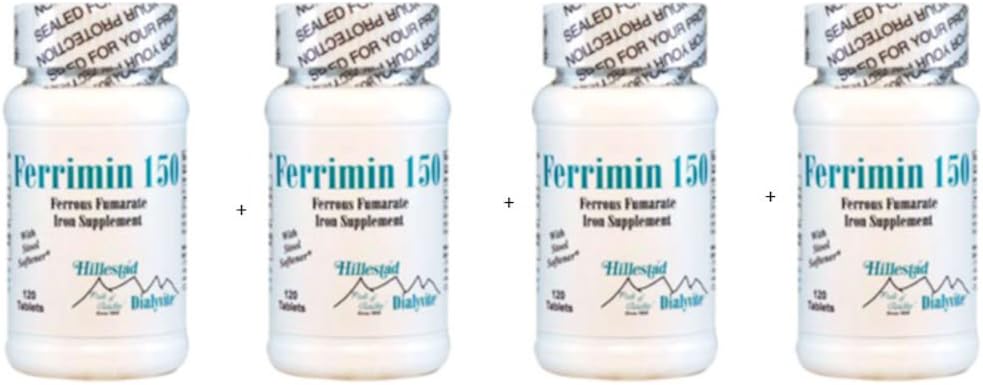 Ferrimin 150 Iron Supplement - Ferrous Fumarate - 120 Tablets - Pack of 4