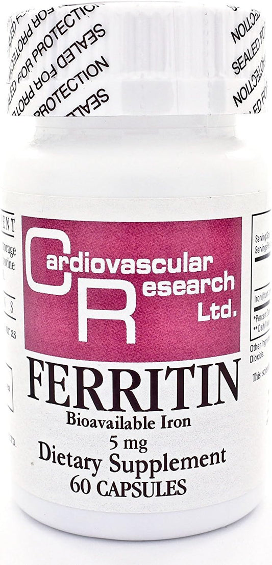 Ferritin Fe 5 mg Capsules - 60 Count - Ecological Formulas - Health and Beauty