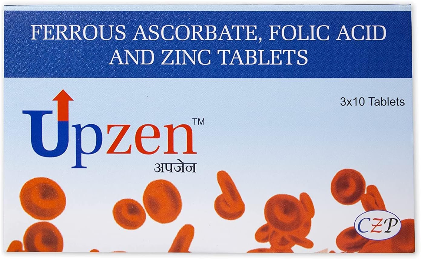 Ferrous Ascorbate and Folic Acid Tablets with Zinc - Iron Deficiency Supplement for Women and Men - Energy and Immunity Booster