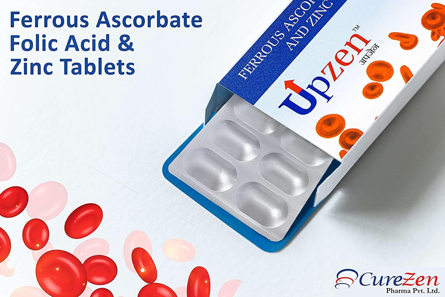 Ferrous Ascorbate and Folic Acid Tablets with Zinc - Iron Deficiency Supplement for Women and Men - Energy and Immunity Booster