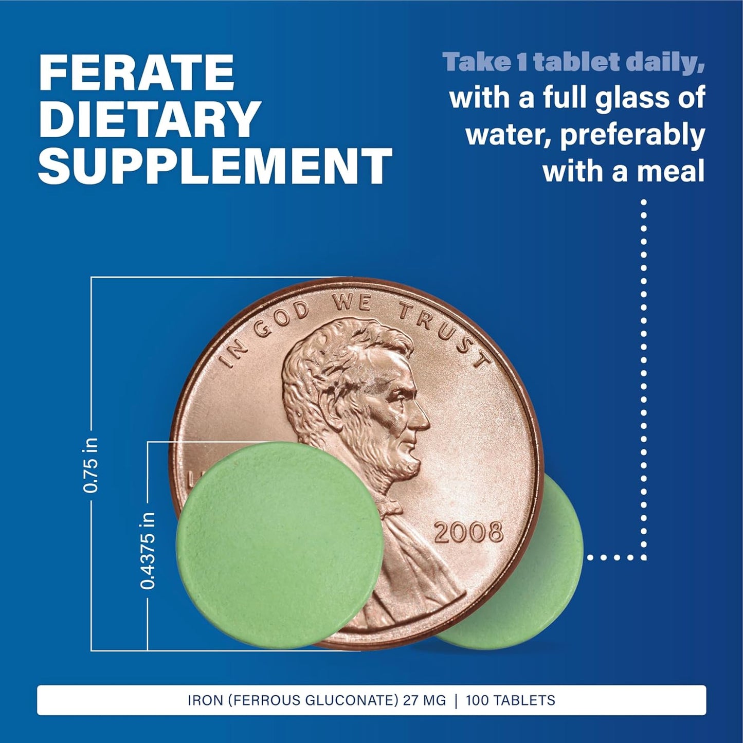 Ferrous Gluconate 27mg Iron Supplement - 100 Tablets for Better Iron Absorption