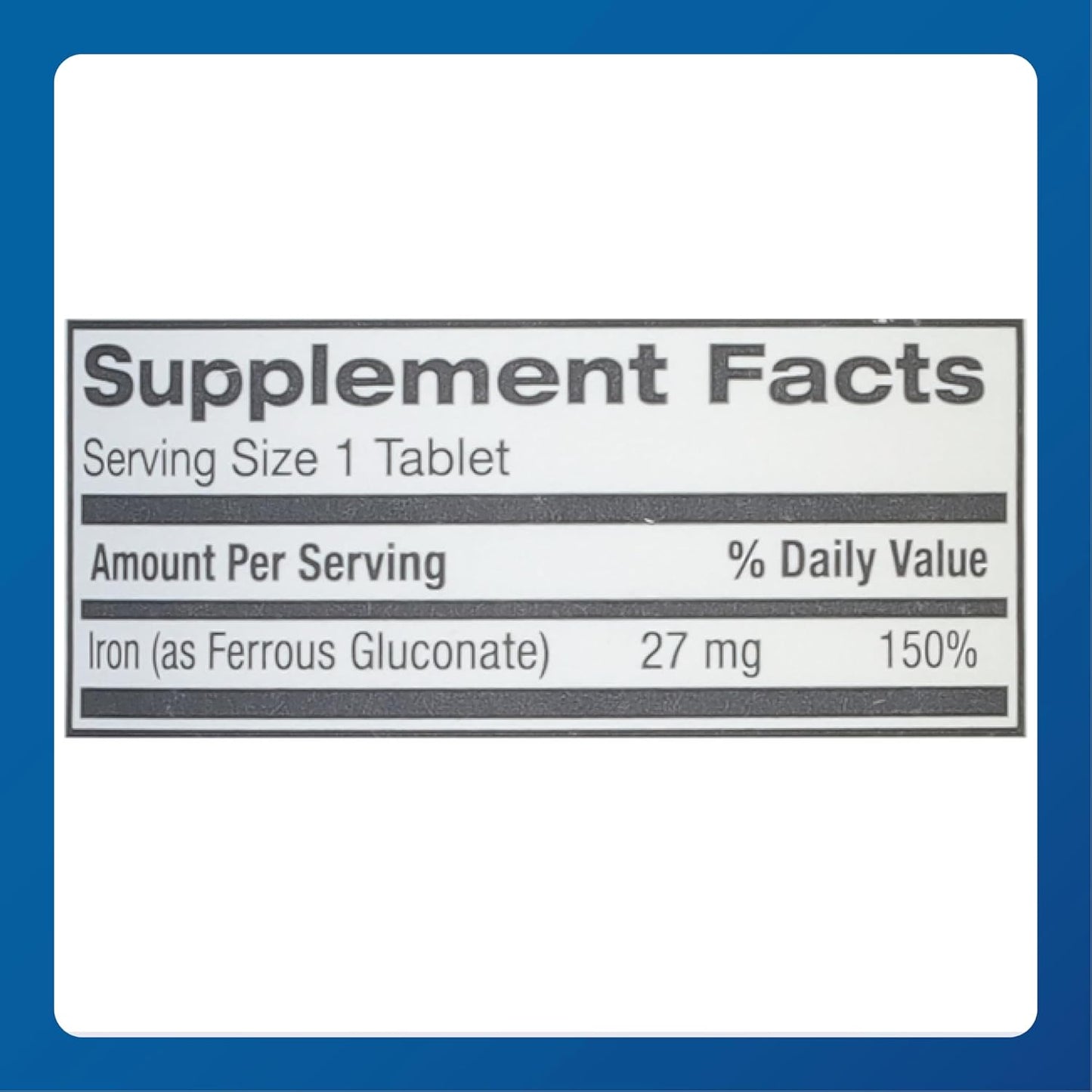 Ferrous Gluconate 27mg Iron Supplement - 100 Tablets for Better Iron Absorption