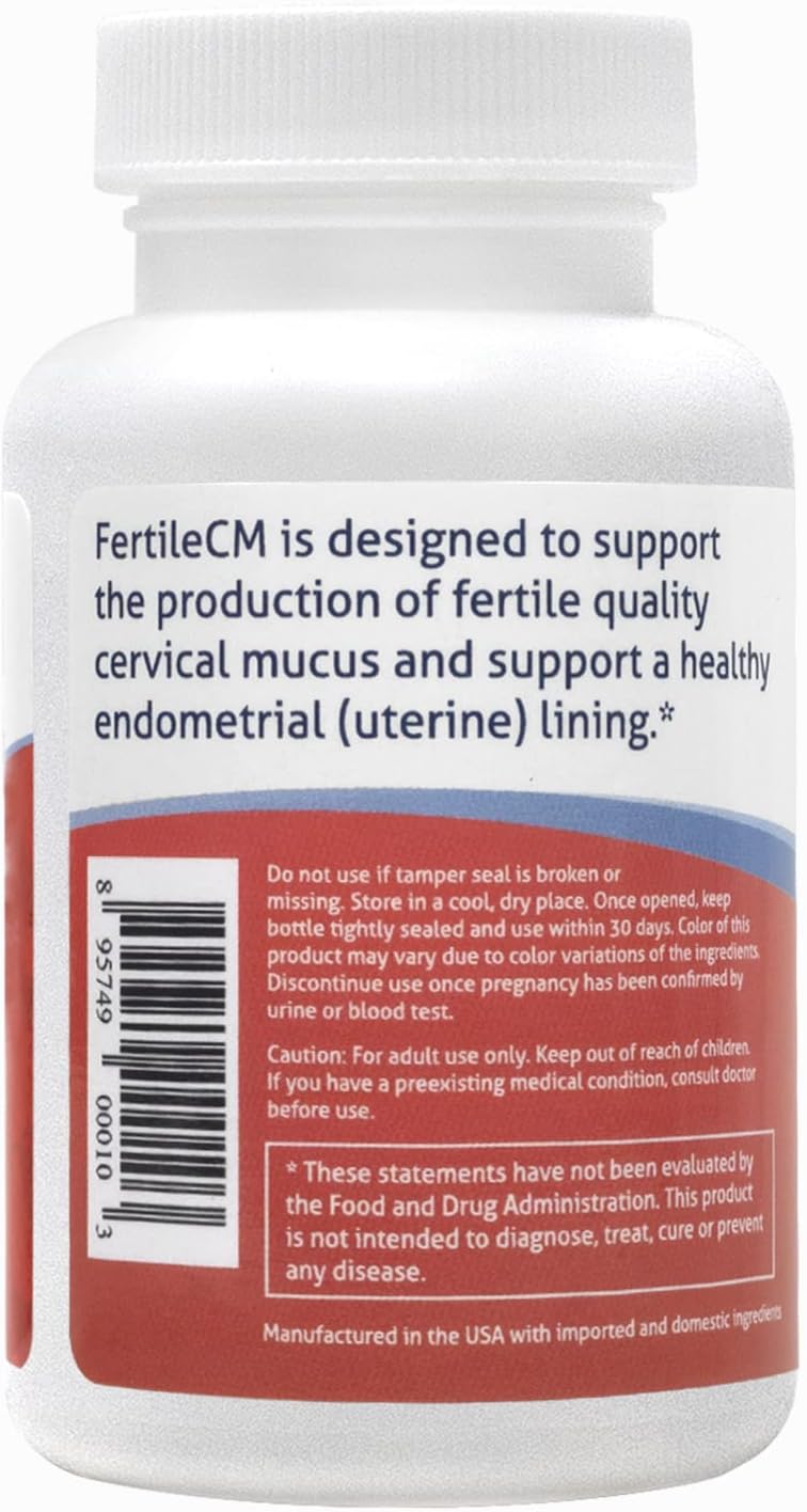 FertileCM Fertility Supplement for Women - Improve Fertile Cervical Mucus and Ovulation with L-Arginine, N-Acetyl-Cysteine, Grape Seed Extract and Vitamin C - 90 Capsules