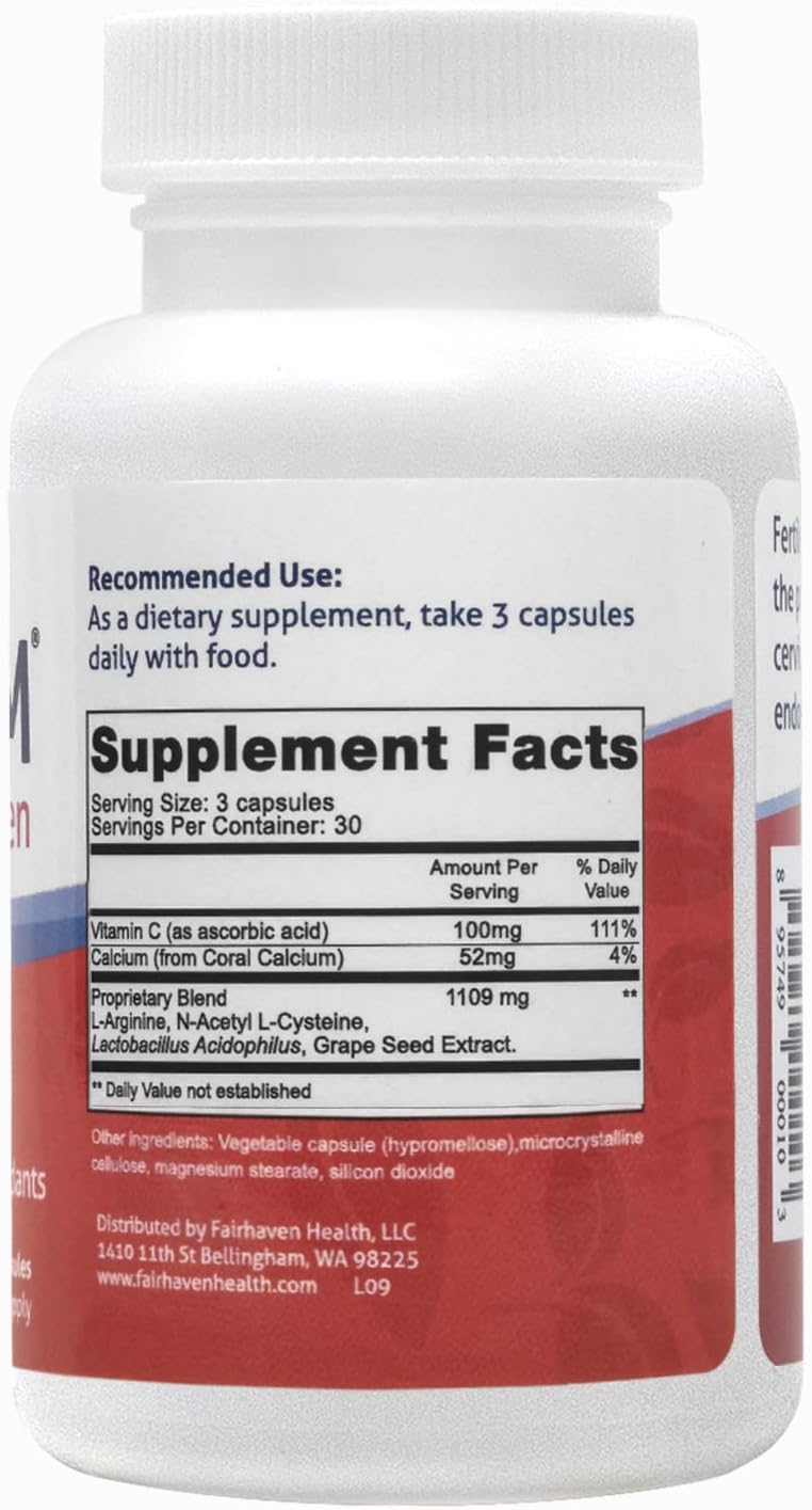 FertileCM Fertility Supplement for Women - Improve Fertile Cervical Mucus and Ovulation with L-Arginine, N-Acetyl-Cysteine, Grape Seed Extract and Vitamin C - 90 Capsules