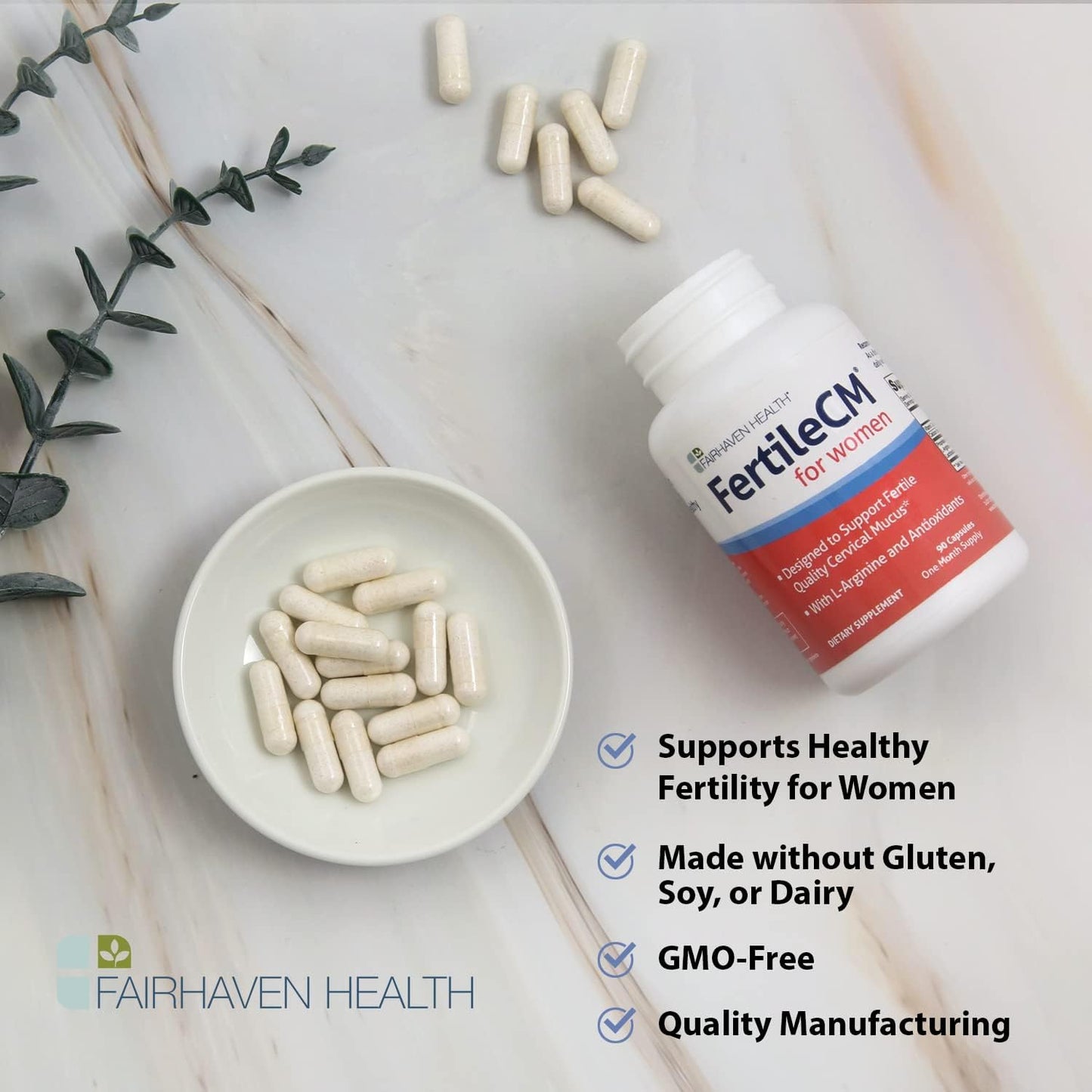 FertileCM Fertility Supplement for Women - Improve Fertile Cervical Mucus and Ovulation with L-Arginine, N-Acetyl-Cysteine, Grape Seed Extract and Vitamin C - 90 Capsules