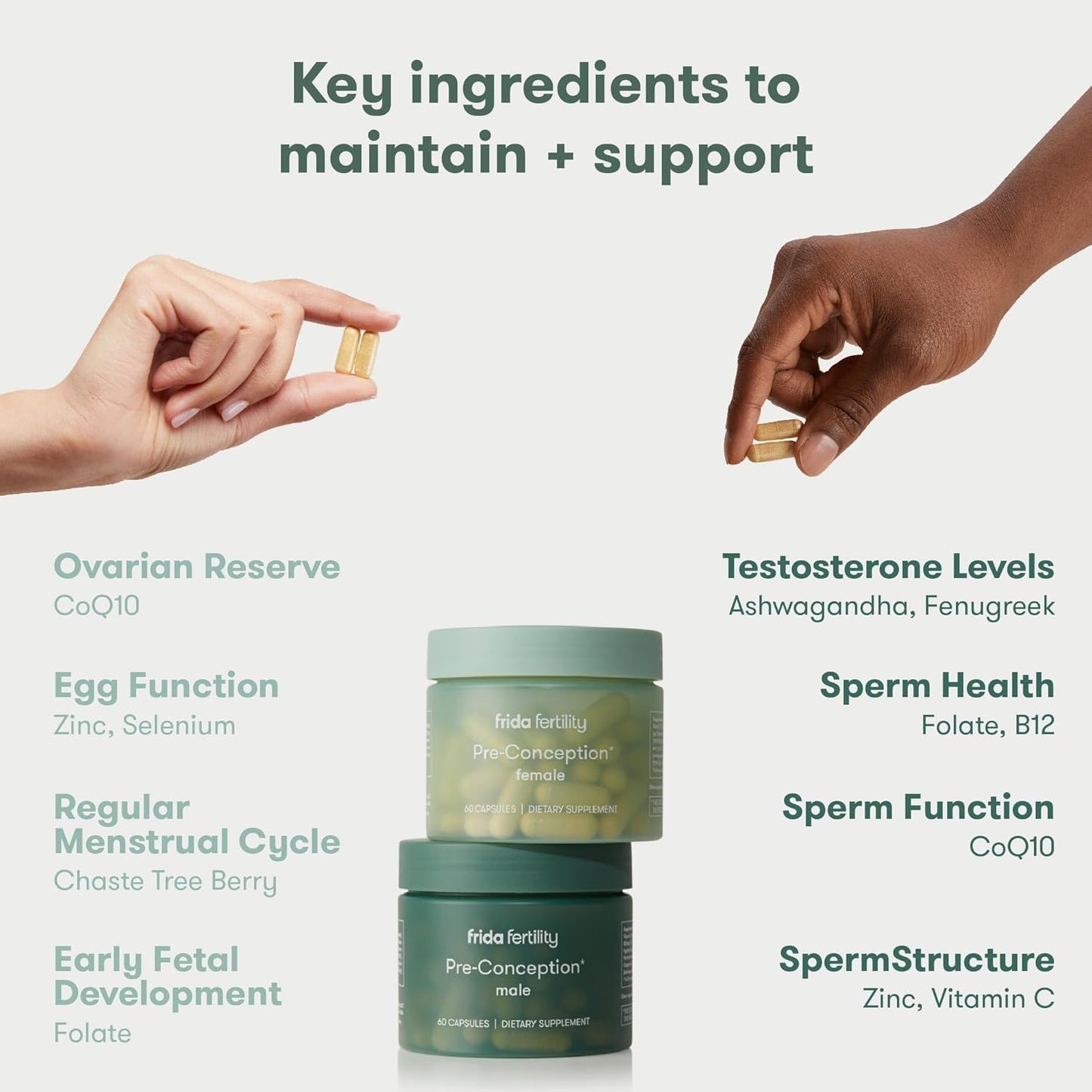 Fertility Boosting Supplement Set for Pre-Conception | Female & Male Vitamins, Minerals, Folic Acid, Inositol, CoQ10 | Support Egg Function & Sperm Health | 60 Capsules x 2, 30 Day Supply