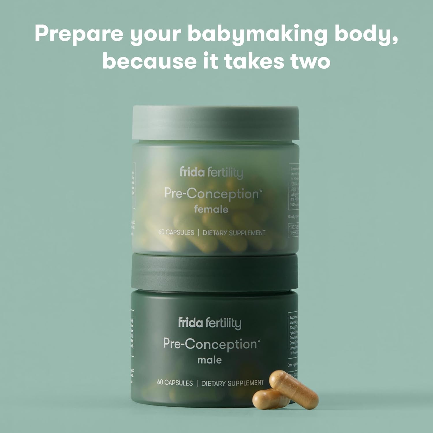 Fertility Boosting Supplement Set for Pre-Conception | Female & Male Vitamins, Minerals, Folic Acid, Inositol, CoQ10 | Support Egg Function & Sperm Health | 60 Capsules x 2, 30 Day Supply