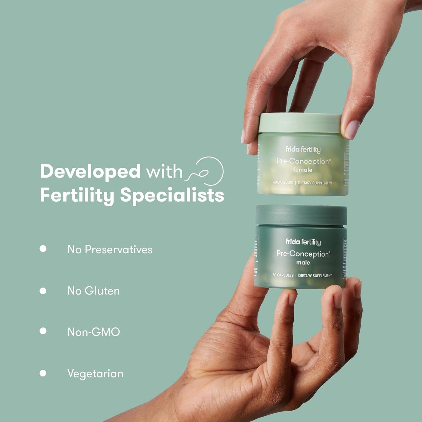 Fertility Boosting Supplement Set for Pre-Conception | Female & Male Vitamins, Minerals, Folic Acid, Inositol, CoQ10 | Support Egg Function & Sperm Health | 60 Capsules x 2, 30 Day Supply