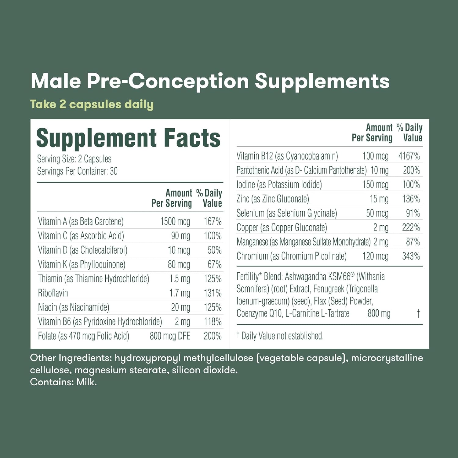 Fertility Boosting Supplement Set for Pre-Conception | Female & Male Vitamins, Minerals, Folic Acid, Inositol, CoQ10 | Support Egg Function & Sperm Health | 60 Capsules x 2, 30 Day Supply