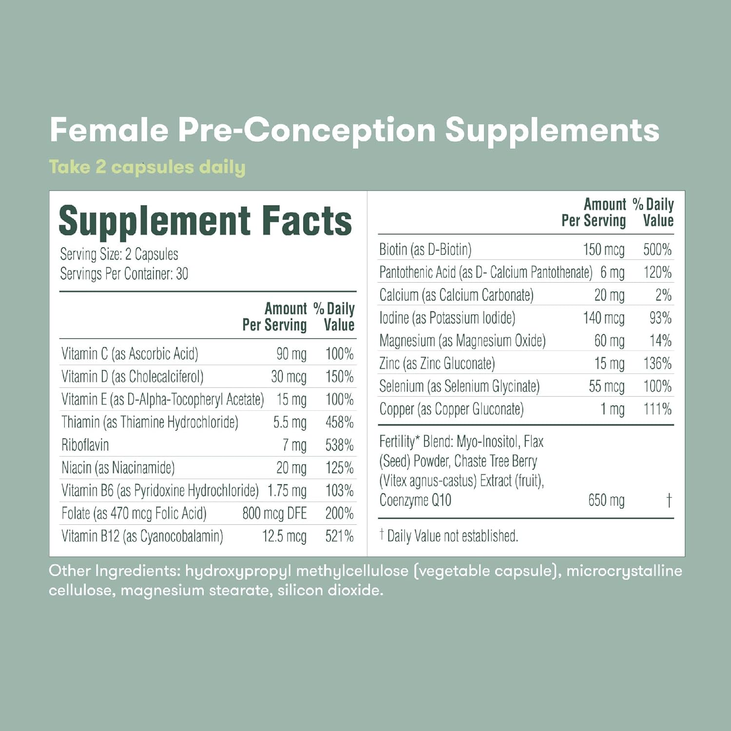 Fertility Boosting Supplement Set for Pre-Conception | Female & Male Vitamins, Minerals, Folic Acid, Inositol, CoQ10 | Support Egg Function & Sperm Health | 60 Capsules x 2, 30 Day Supply