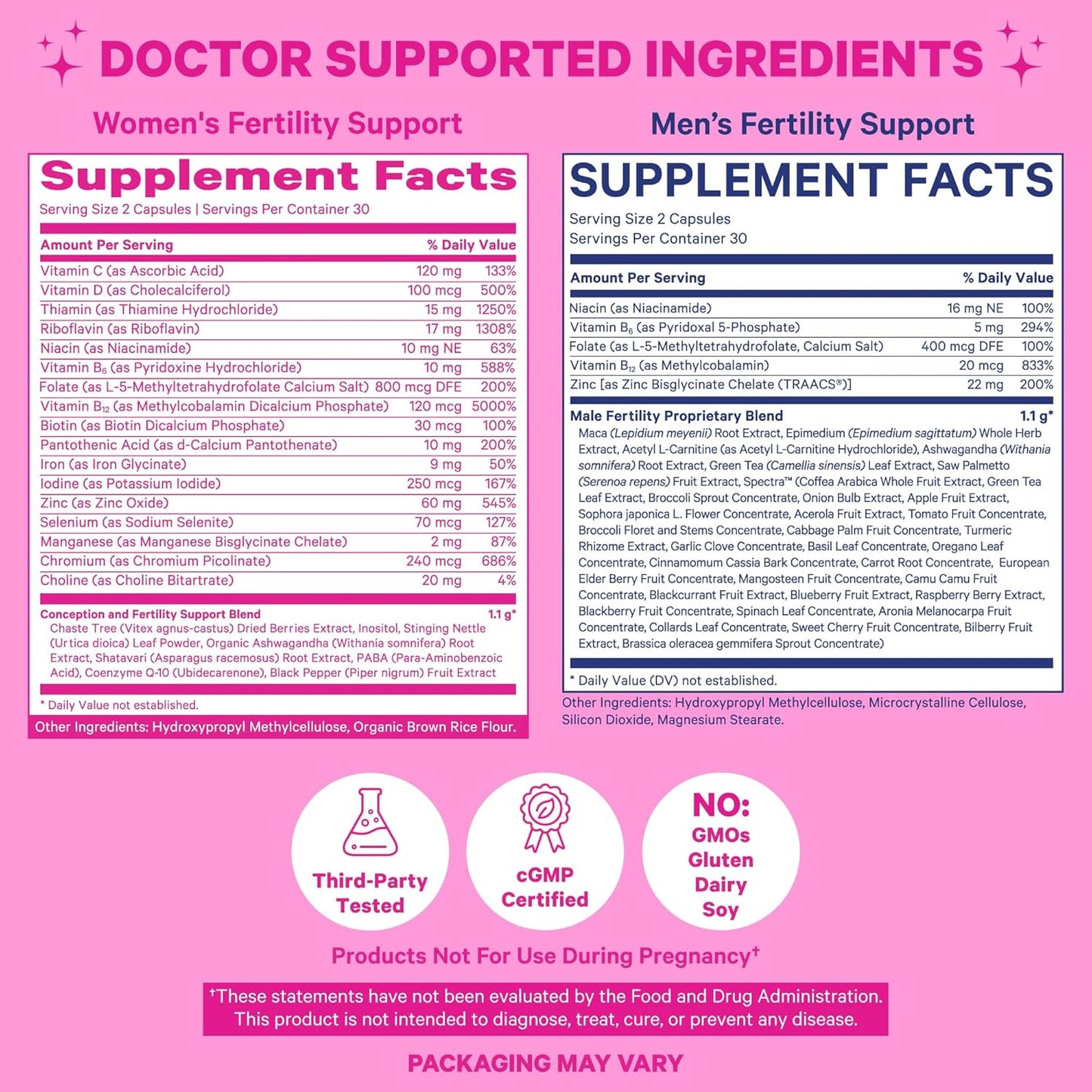 Fertility Bundle: His and Hers Fertility Supplements with Vitex, Inositol, Folate, & Vitamin B6