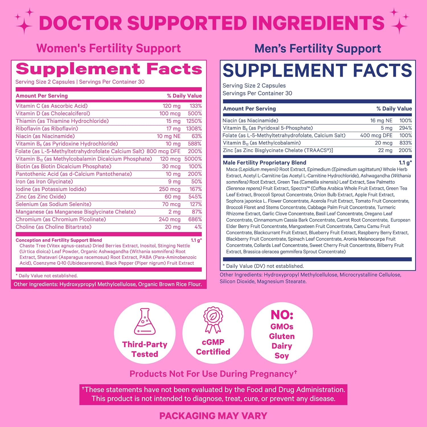 Fertility Bundle: His and Hers Fertility Supplements with Vitex, Inositol, Folate, & Vitamin B6