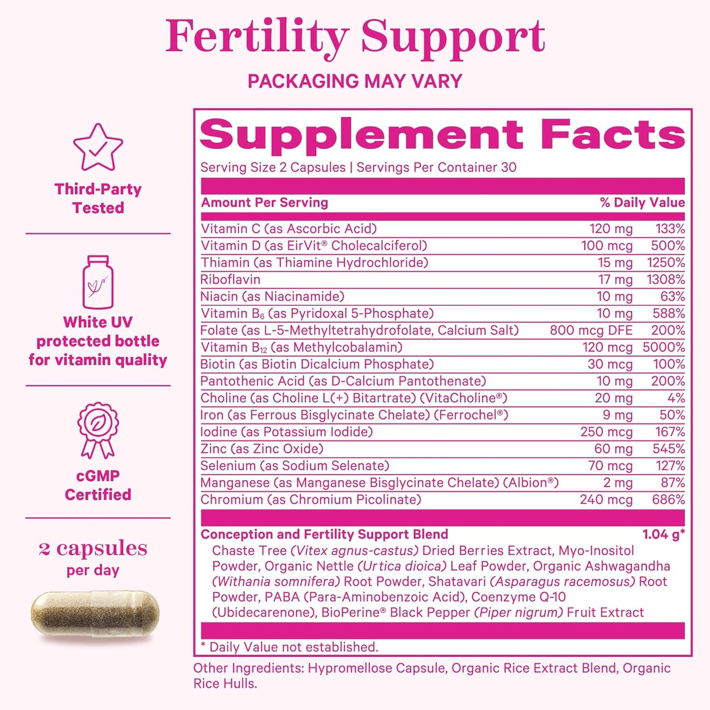 Fertility Bundle: Pink Stork Conception Tea & Supplements for Women - Prenatal Vitamins with Ashwagandha, Inositol, Vitex, Folate - Hormone Balance Support, 2 Pack