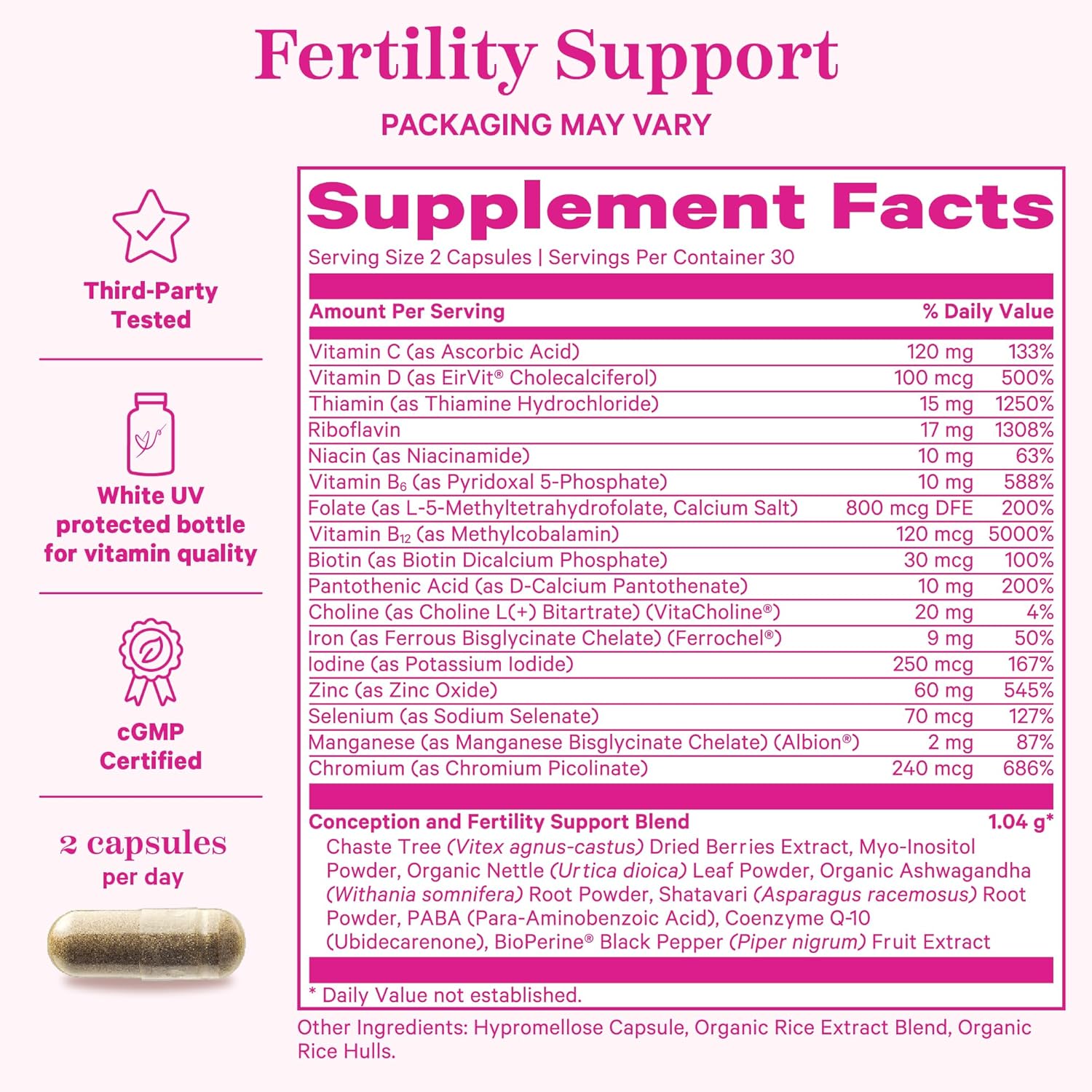 Fertility Bundle: Pink Stork Conception Tea & Supplements for Women - Prenatal Vitamins with Ashwagandha, Inositol, Vitex, Folate - Hormone Balance Support, 2 Pack