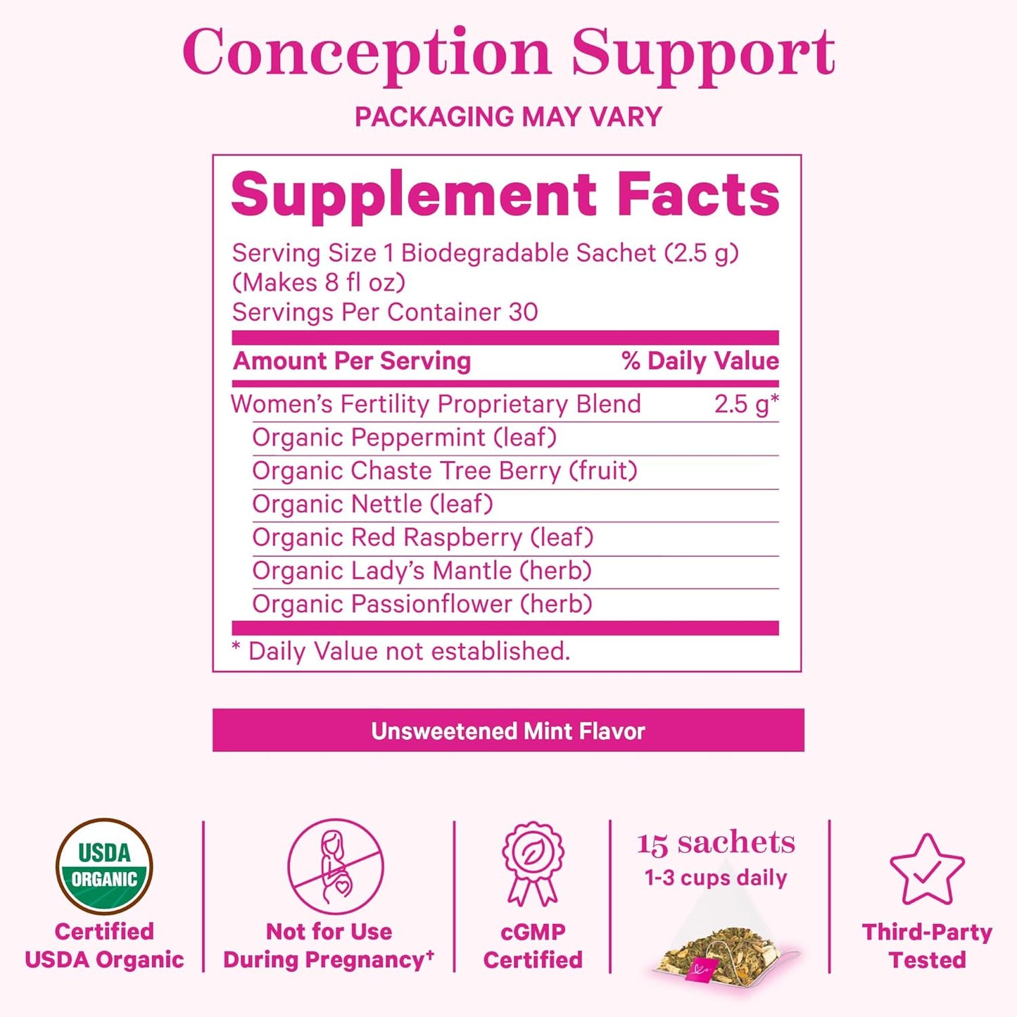 Fertility Bundle: Pink Stork Conception Tea & Supplements for Women - Prenatal Vitamins with Ashwagandha, Inositol, Vitex, Folate - Hormone Balance Support, 2 Pack
