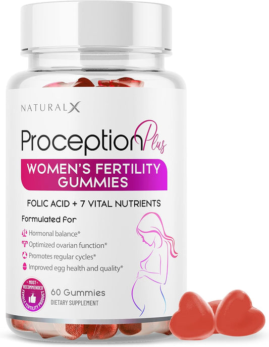 Fertility Gummies for Women - Myo-Inositol, Folic Acid, Biotin, B Vitamins - Female Fertility Support & Hormone Balance - 60 Vegan Gummies