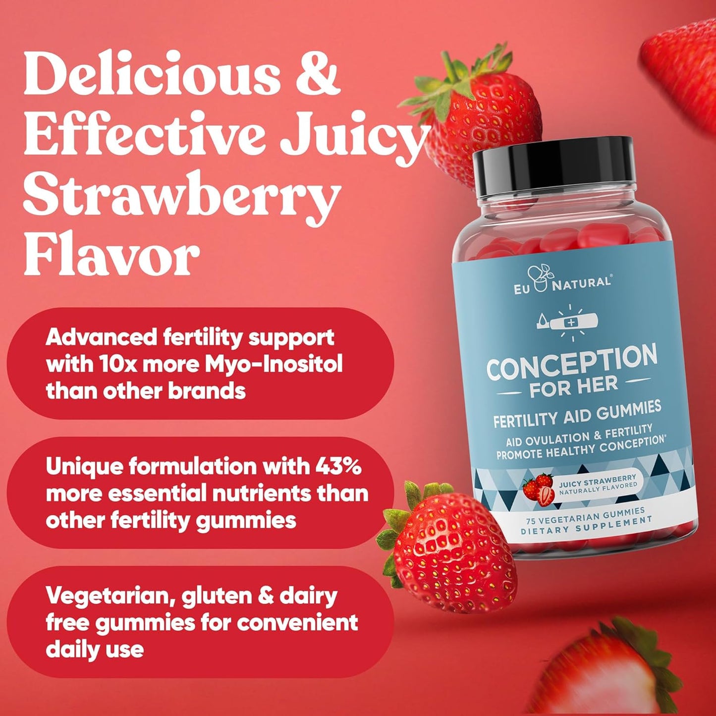 Fertility Supplements Bundle for Men and Women – Eu Natural Conception Capsules and Gummies – 60 Ct & 75 Ct