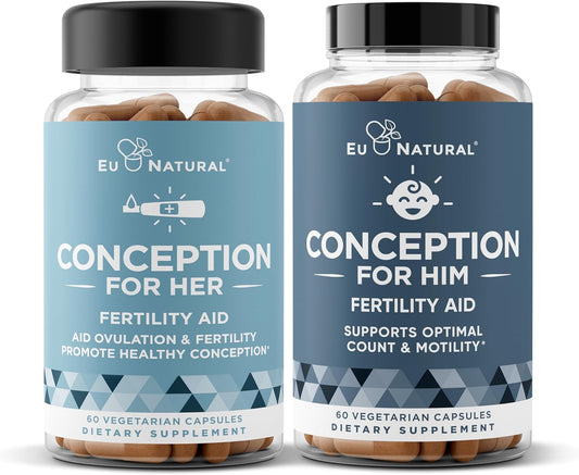 Fertility Supplements Bundle for Women & Men - Prenatal Vitamins for Hormone Balance, Ovulation Aid - 120 Count