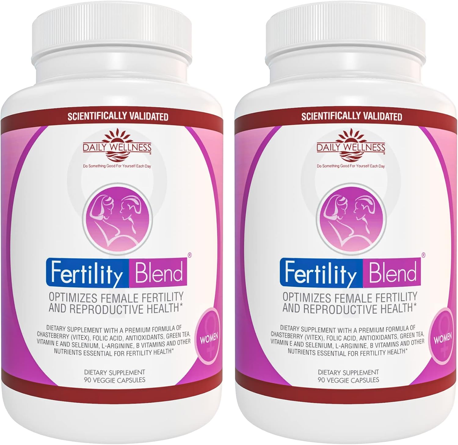 Fertility Supplements for Women - Daily Wellness Blend, Conception Vitamins, Progesterone Support - 2 Pack