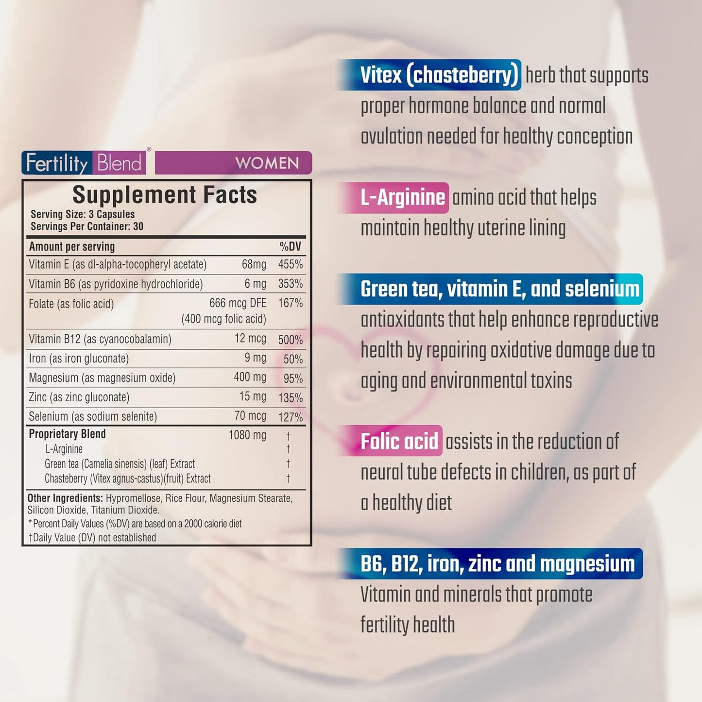 Fertility Supplements for Women - Daily Wellness Blend, Conception Vitamins, Progesterone Support - 2 Pack