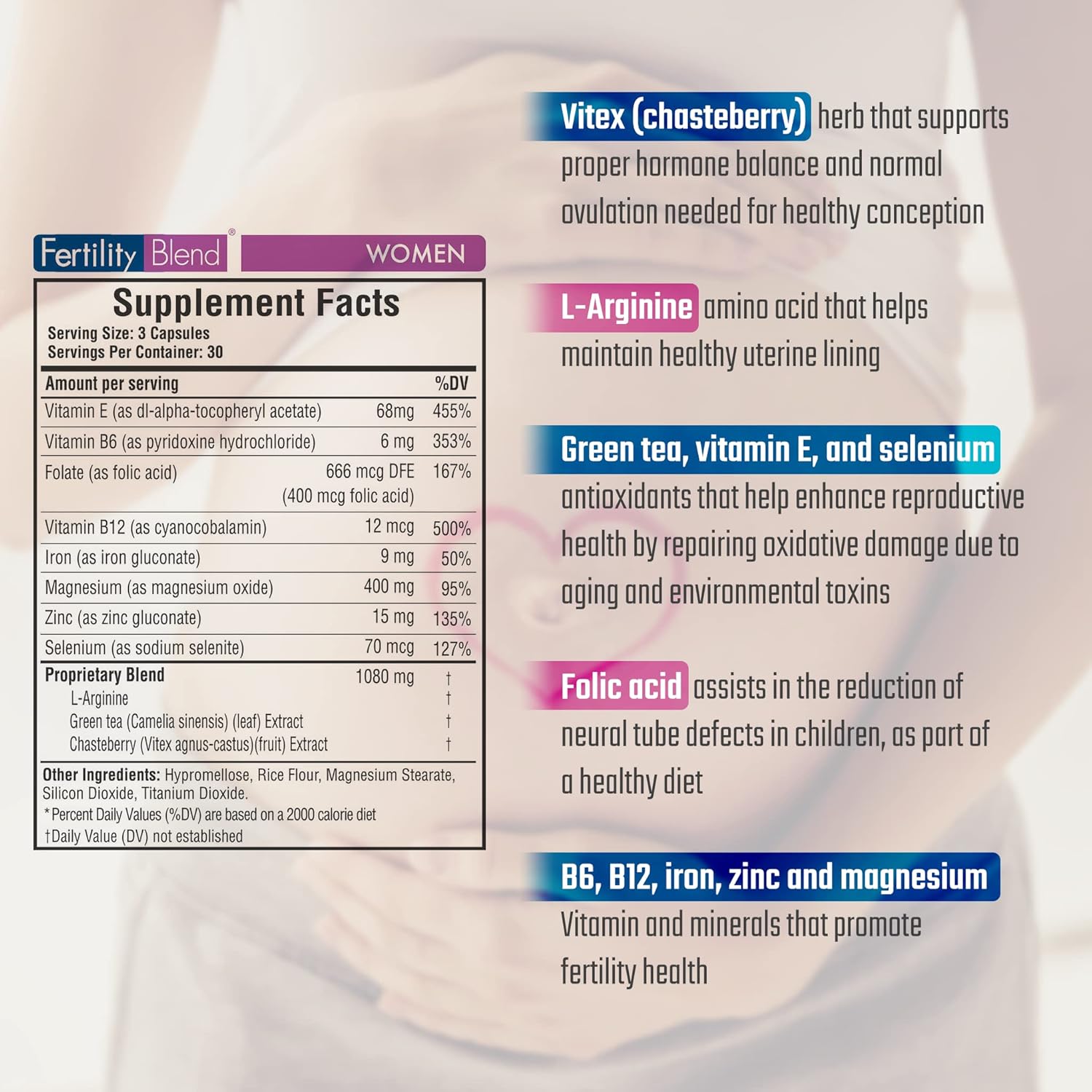 Fertility Supplements for Women - Daily Wellness Blend, Conception Vitamins, Progesterone Support - 2 Pack