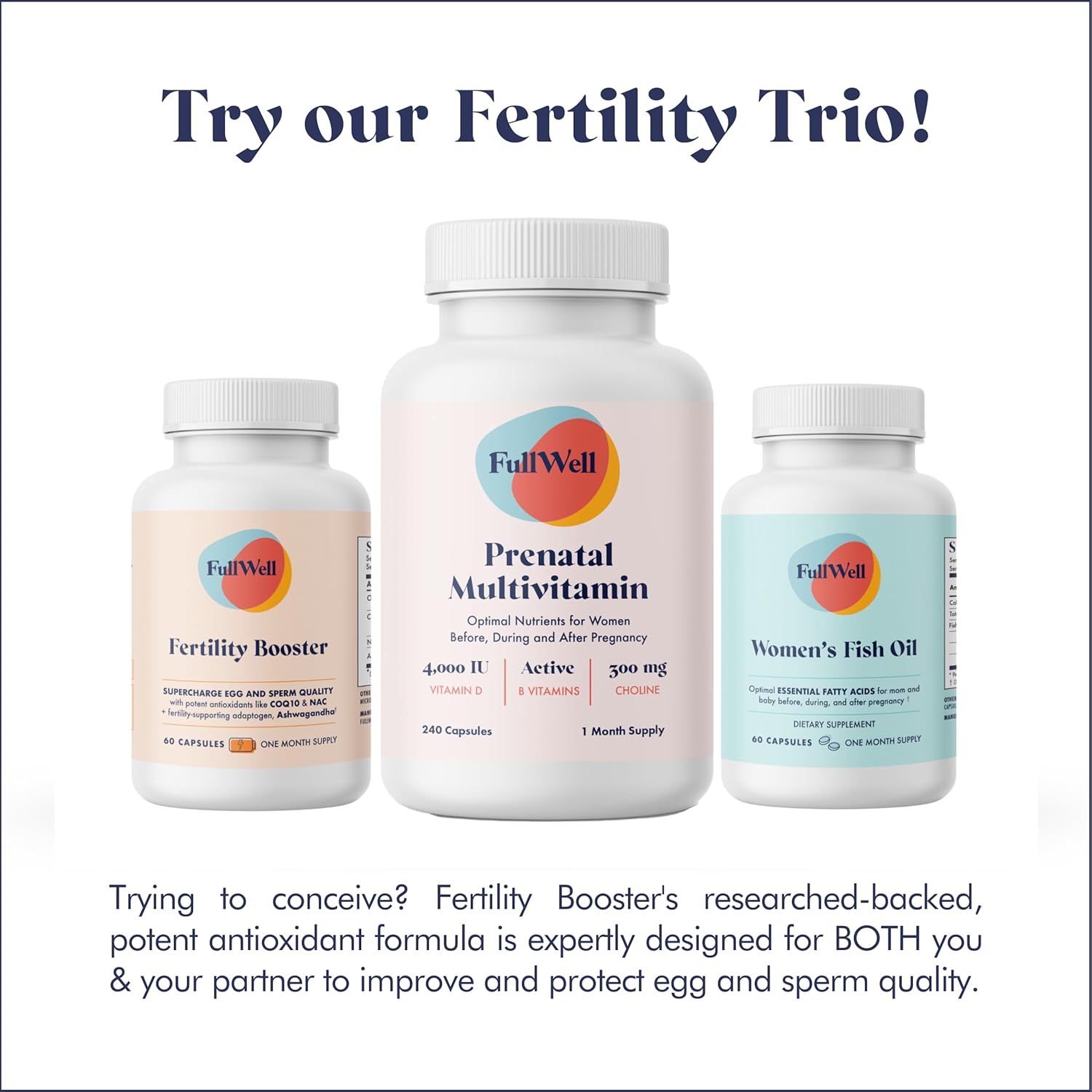 Fertility Support Supplement for Men & Women | Improve Egg Quality, Sperm Motility & Strength | Dietitian-Formulated with Ashwagandha, CoQ10 & NAC | 30 Servings