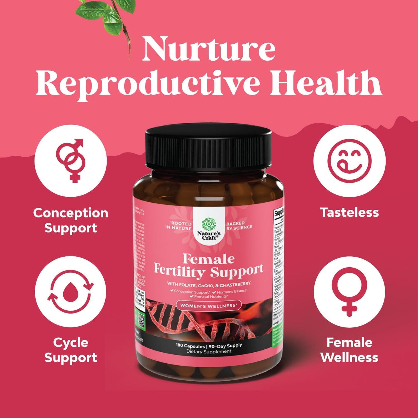 Fertility Support Supplement for Women - Prenatal Multivitamins with Choline, Inositol, Folate, Chasteberry, CoQ10 - Promotes Faster Conception