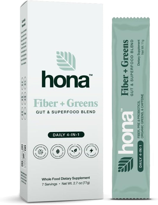 Fiber + Greens Gut Superfood Blend with Prebiotics & Probiotics - Gluten Free, Dairy Free, Vegan, Non GMO Greens Powder